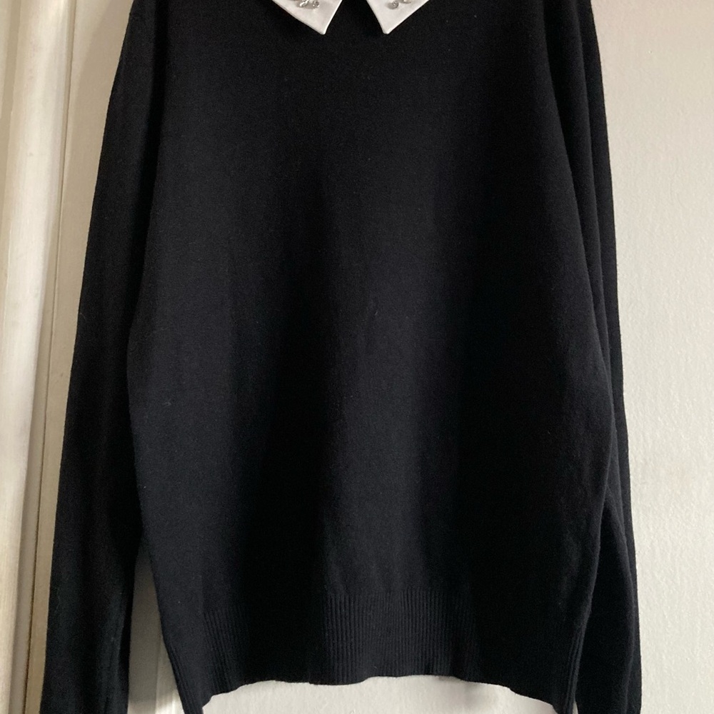 Black Sweater with White Collar